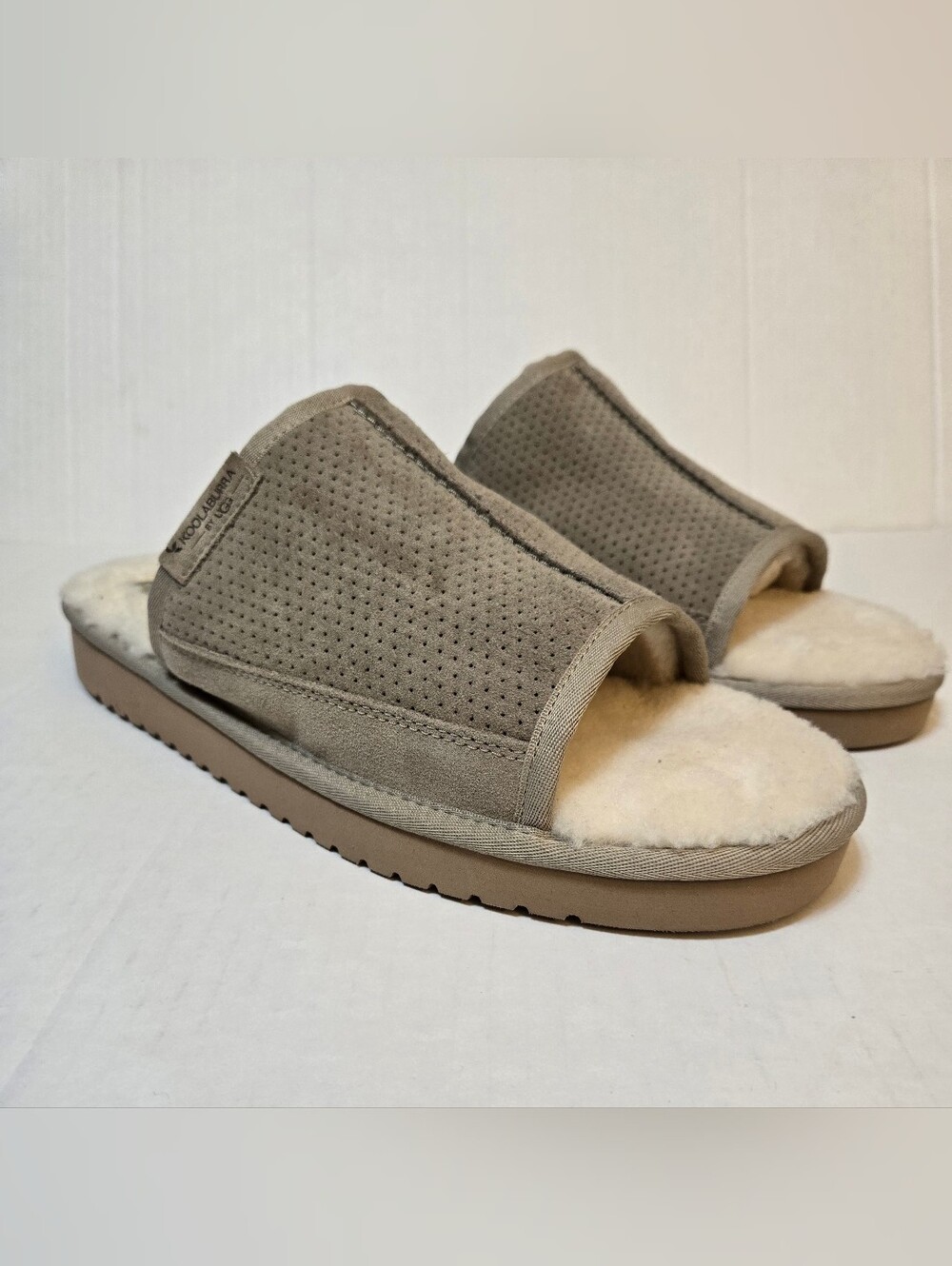 Men's Kooluburra By UGG Taupe Suede Slide Slippers with Plush Lining